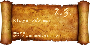 Kluger Zámor névjegykártya